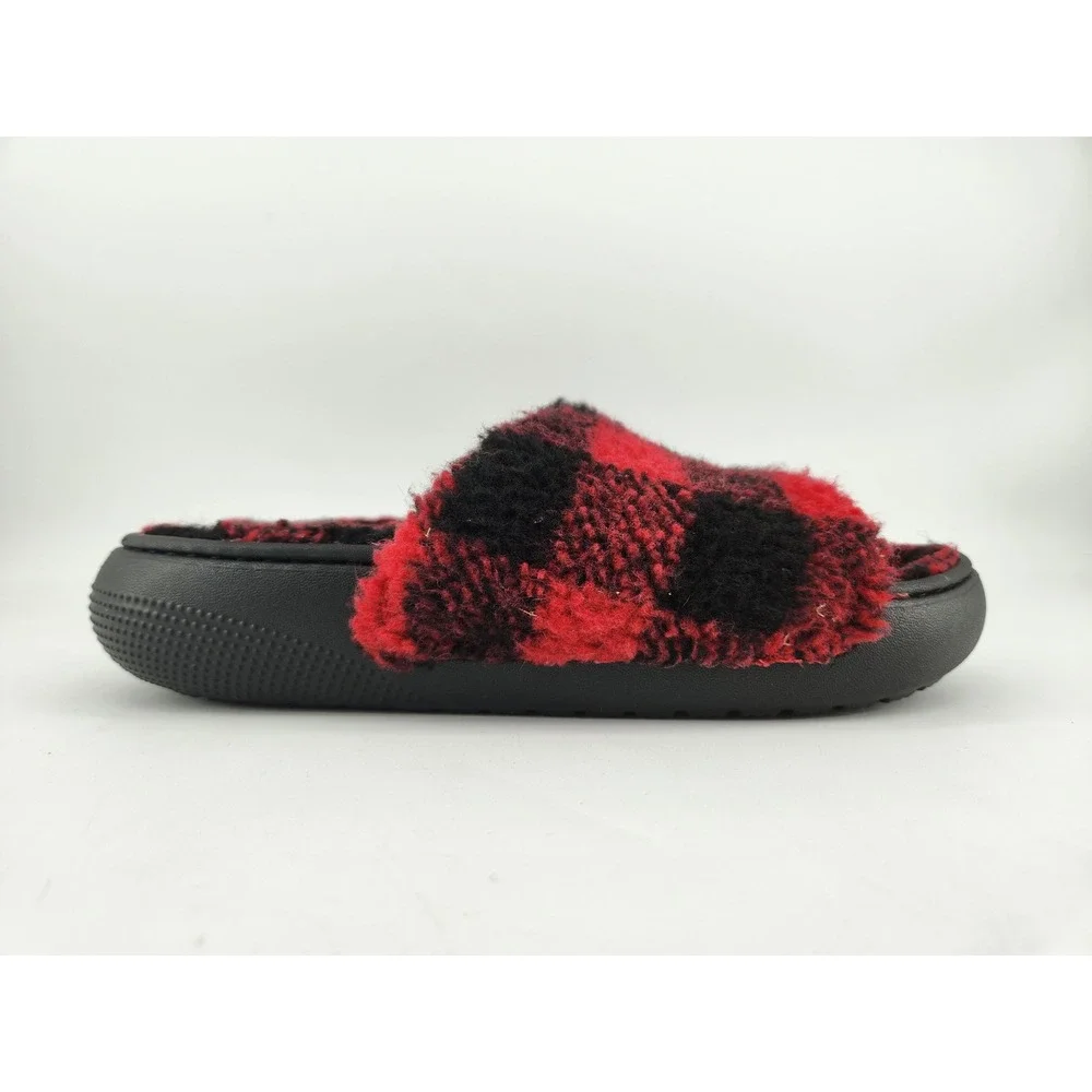 Crocs Classic Cozzzy Sandal Mens 5 Womens 7 Red Black Buffalo Check Plaid 210694